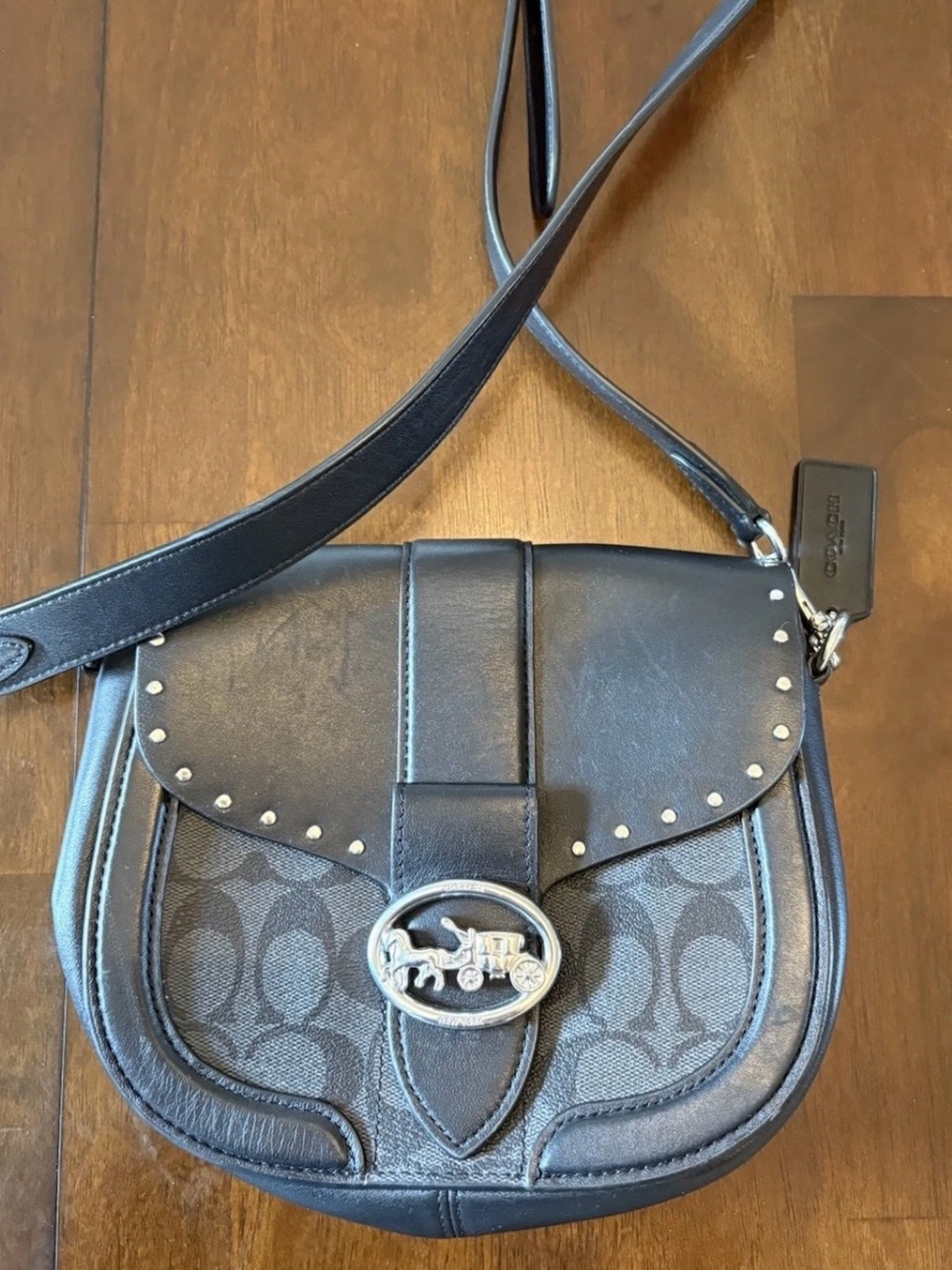 Coach Georgie Saddle Bag with Rivets no flaws MSRP $398